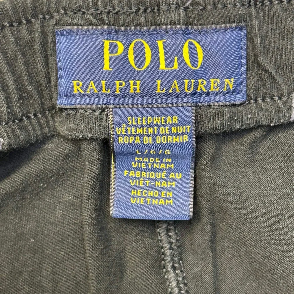 Polo Ralph Lauren Mens Black Allover Pony Logo Jogger Pajama Pants Size Large *